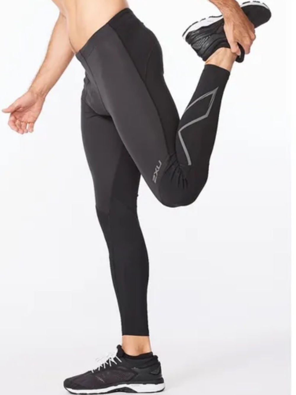 2XU Men's Black Performance Compression Tights with Reflective Accents